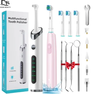 Pulidor Dental Eléctrico, Removedor de Sarro, Cepillo de Dientes Giratorio Recargable, Herramienta de Limpieza y Blanqueamiento Dental