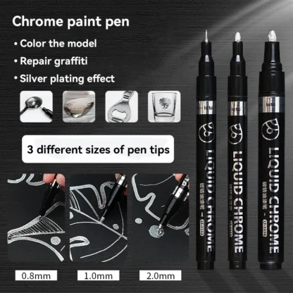 Rotulador cromado para espejo, resistente al agua, reparación de pintura reflectante DIY para cerámica de roca, vidrio metálico, dorado/plateado, punta de 0,8/1/2mm, 1-6 uds.