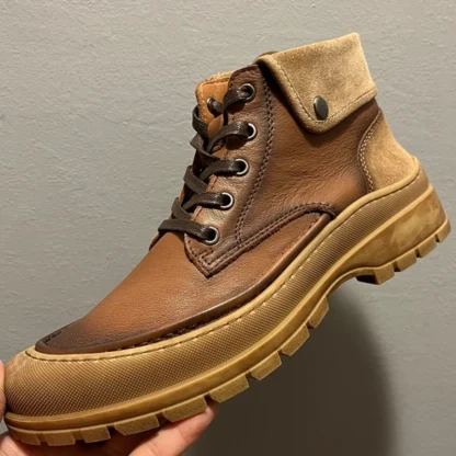 Zapatos de algodón estilo británico Retro de alta calidad para invierno y otoño, botas cortas con cordones de cuero genuino, novedades para hombres