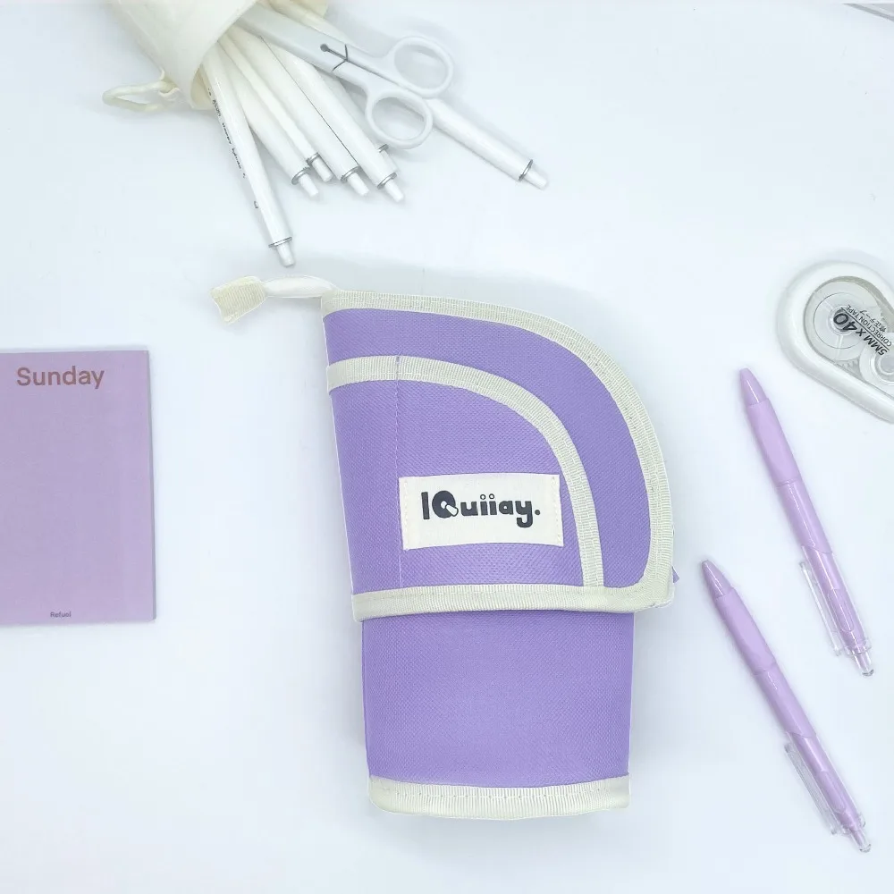 Bolsa de papelería Vertical de estilo coreano, bolsa para bolígrafos grande y suave de gran capacidad, estuche portátil para lápices de Color caramelo, caja para lápices