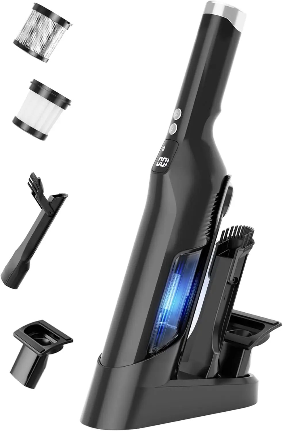 Aspiradora de Mano Inalámbrica, 24Kpa de Succión Potente con Motor sin Escobillas, Ligera para Limpieza del Hogar, el Automóvil y Mascotas