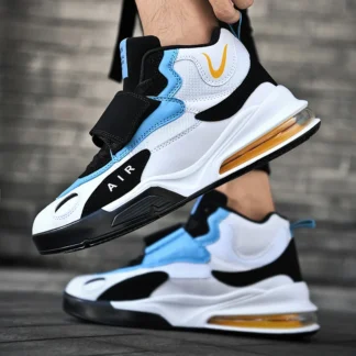 Botas de baloncesto con cojín de aire de palma para hombre, zapatillas de baloncesto informales de media caña, deportivas de diseñador de moda para exteriores, zapatos de gran tamaño para hombre