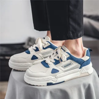 Zapatillas de deporte blancas con plataforma informal para hombre a la moda, zapatillas deportivas con cordones para estudiantes, zapatos vulcanizados para senderismo, Zapatillas de tenis