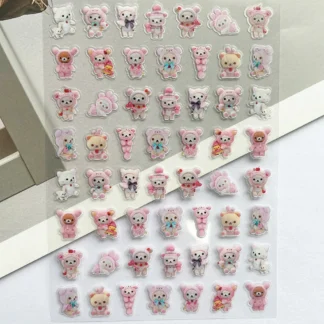 Mini cartel de Pvc Kawaii Rilakkuma, pegatinas para productos, arte de uñas, tarjeta de felicitación personalizable Diy, funda para teléfono móvil, portátil, regalos para amigos