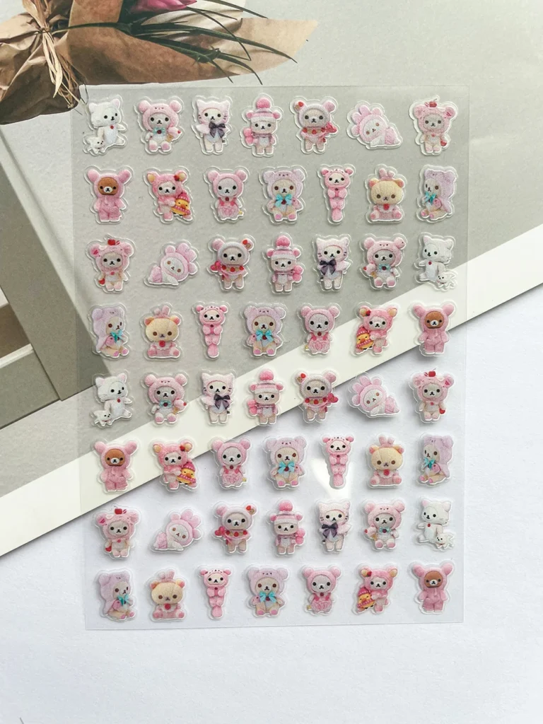 Mini cartel de Pvc Kawaii Rilakkuma, pegatinas para productos, arte de uñas, tarjeta de felicitación personalizable Diy, funda para teléfono móvil, portátil, regalos para amigos