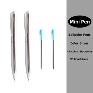Mini bolígrafo de Metal, Material giratorio, aceitoso, de acero inoxidable, portátil, Mini bolígrafos de Metal para escuela, oficina, punto de escritura de 0,7mm