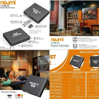 NEUMI Atom 4K Lite Ultra-HD Reproductor multimedia digital para unidades USB y tarjetas SD: juega video 4K/UHD, HEVC/H.265, HDMI y analógico