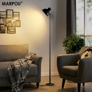 MARPOU Lámpara de pie ajustable con enchufe USB regulable de 3 colores LED moderno telescópico 145CM soporte de suelo luz sala de estar dormitorio