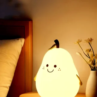 Luz nocturna LED en forma de pera | Toque regulable | USB recargable | Luz de regalo multicolor