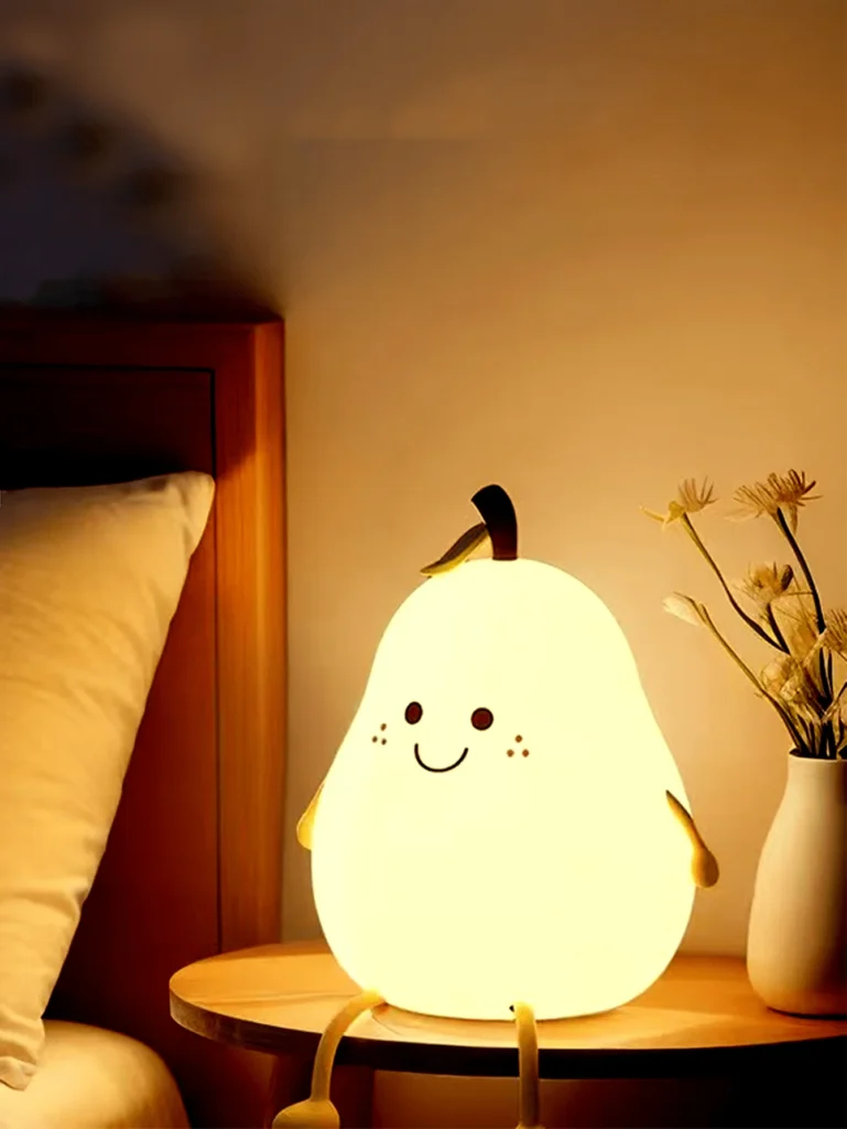 Luz nocturna LED en forma de pera | Toque regulable | USB recargable | Luz de regalo multicolor
