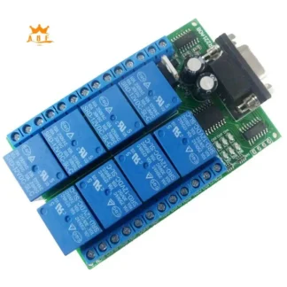 A08E-DC 12V 8 CH RS232 Placa de relé PC USB UART DB9 interruptor de Control remoto para PLC casa inteligente puerta de garaje alarma de coche Motor de granja