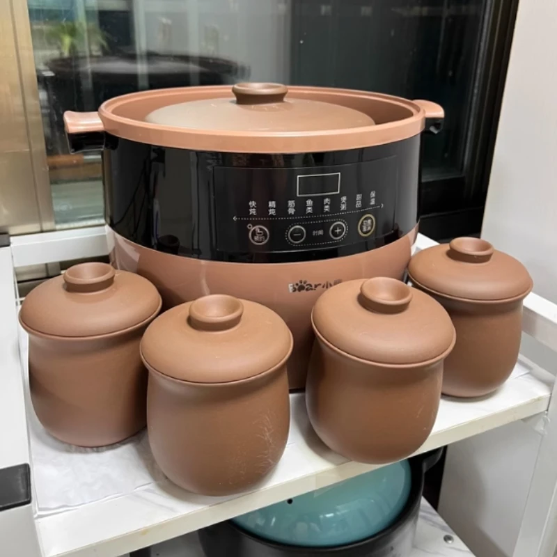 Nueva olla de estofado eléctrica para el hogar: arena púrpura de cerámica. Para guisar el nido de pájaros y promover la salud. Cazuela de sopa automática.