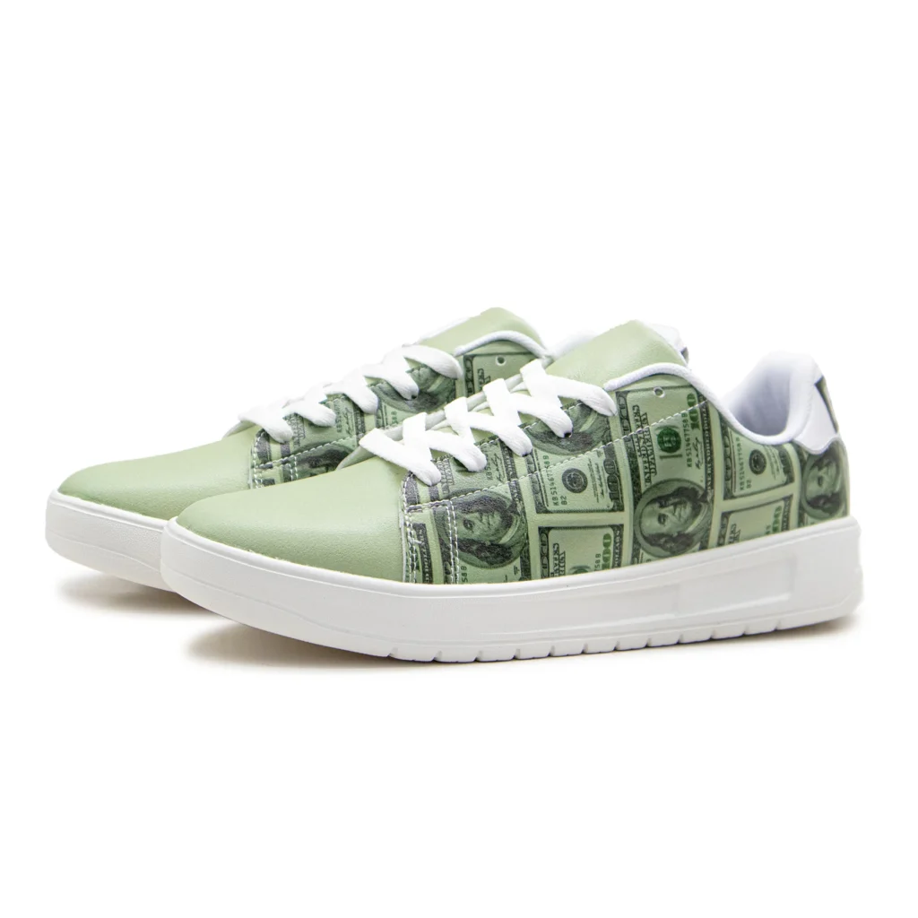 Zapatos personalizados con patrón de dólares, zapatos informales verdes para hombres y mujeres, calzado ligero, zapatos para adolescentes y niños