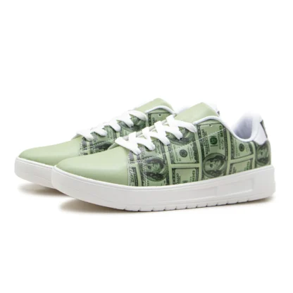 Zapatos personalizados con patrón de dólares, zapatos informales verdes para hombres y mujeres, calzado ligero, zapatos para adolescentes y niños