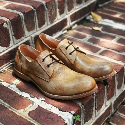 Zapatos de vestir formales de negocios para hombre de diseñador Retro hechos a mano, zapatos Derby de cuero genuino de alta calidad para hombre, mocasines planos suaves