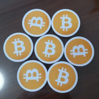 20 piezas pegatina con logotipo de BITCOIN de 3,5 cm, resistente al agua, resistente al desgarro, PVC blanco, corte individualmente para criptomonedas, fanáticos, publicidad
