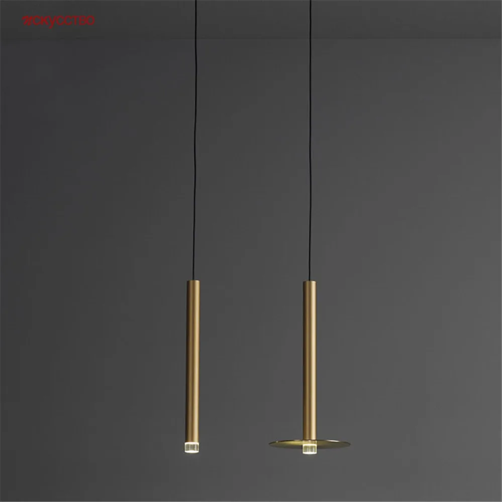 Luces Led colgantes postmodernas, minimalistas, de tubo dorado, para cocina, comedor, oficina, decoración creativa para el hogar, diseño de luminaria de suspensión