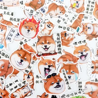 Pegatinas de perro Shiba Inu de dibujos animados, bonitas pegatinas decorativas, álbumes de fotos artesanales, 40 piezas