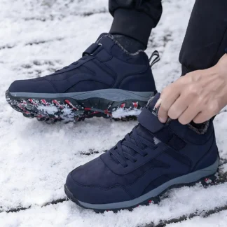 Zapatos cálidos de invierno para hombre, botas con piel, zapatillas ligeras y cómodas para exteriores, botas de nieve clásicas para zapatos de invierno Unisex, botines