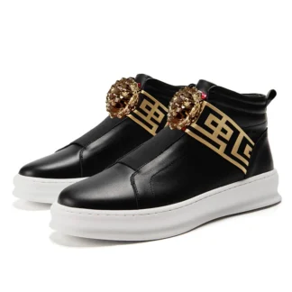 Botas de lujo para hombre, zapatos de marea, tablero alto, primera capa de piel de vaca, botas de diseñador de marca, zapato blanco pequeño, deportes de alta ayuda para hombre A5