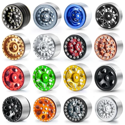 YEAHRUN 4 Uds. De llantas de aluminio de 1,0 "Beadlock, aros, neumáticos para TRX4M Axial SCX24 AX24 FMS FCX24 1/18 1/24 RC Micro Crawler Car