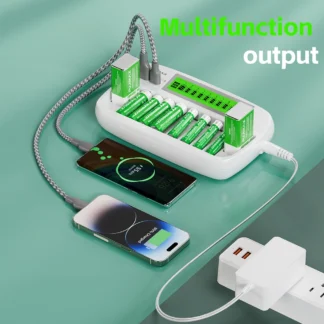 PUJIMAX cargador de batería Ni-MH de 10 ranuras carga 1-8 Uds AA/AAA Ni-MH/ni-cd baterías recargables 2 uds baterías recargables de 9V