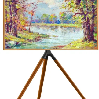 Soporte de TV ajustable para pantallas de 45-65 pulgadas, 180 ° Base de trípode giratoria y de altura ajustable con bridas para cables, color negro