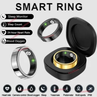 Nuevo Anillo Inteligente 2026, Monitor de Ritmo Cardíaco, Oxígeno en Sangre, Sueño, Seguimiento de Movimiento, Resistente al Agua IP68 5ATM, para Hombres y Mujeres, Regalos para Fiestas