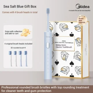 Midea-cepillo de dientes eléctrico de cerdas suaves, caja de regalo portátil recargable, inteligente, resistente al agua, para uso diario en el hogar y estudiantes