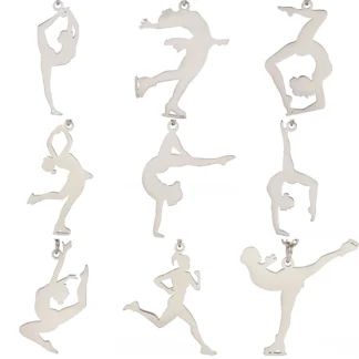 Teamer-Colgante de bailarina de gimnasia para mujer, dijes para la fabricación de joyas, collar deportivo de acero inoxidable, colgante, gimnastas, regalo de San Valentín Wholesale