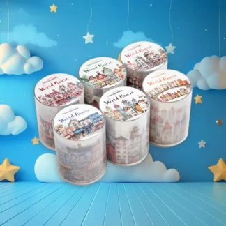 Cinta Washi PET de la serie Casas caprichosas, 6 temas de Diorama peculiares, decoración de diario de fantasía