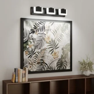 Luz de tocador negra moderna de 3 luces, accesorios de iluminación de tocador LED negros hacia arriba y hacia abajo, luz de pared para baño sobre espejo 6000K