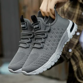 Botas de otoño de tela tejida para hombre, zapatillas deportivas de marca con estampado de leopardo, ideales para atletismo 2025g Sepatu