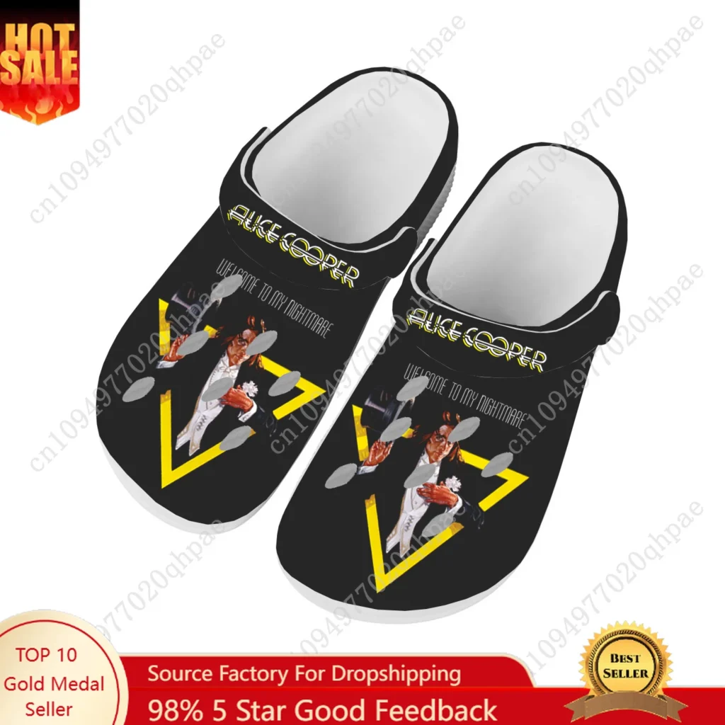 Sandalias de Terror Alice Cooper, para Hombre y Mujer, Zapatos de Agua, Zuecos para Casa y Jardín, Hechos a Medida, Chanclas Transpirables con Orificios para Playa y Baño