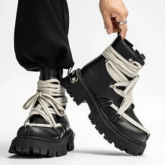 Botines de plataforma para hombre, zapatos con diseño de correa personalizado a la moda, botas de moto de alta calidad, zapatos informales con cremallera para exteriores