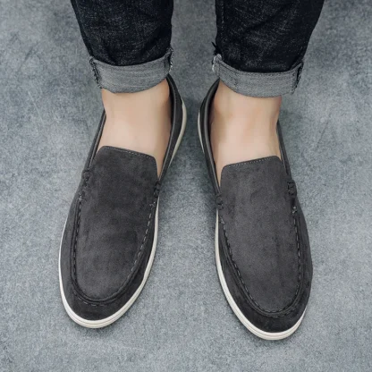 Zapatos clásicos de cuero con cordones para hombre con modelo suave de una sola pieza para todo clima con zapatos para caminar informales con punta redonda y tacón plano.