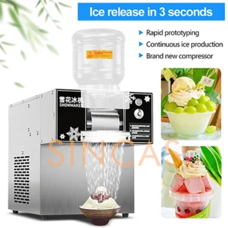 Máquina para hacer hielo con copos de nieve, dispositivo para afeitar la nieve, uso comercial en el hogar, máquinas para afeitar helados, refrigeración por aire eficiente, 120KG/24 horas