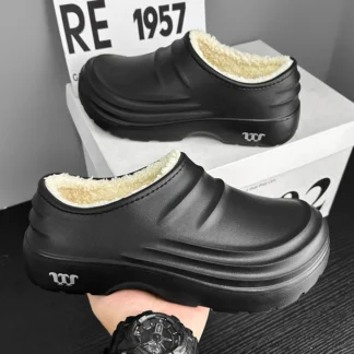 Nuevos zapatos de algodón de terciopelo para hombres y mujeres, Botas de lluvia antideslizantes impermeables, zapatos casuales para exteriores, zapatos de suela gruesa y suave para hombres 36-45