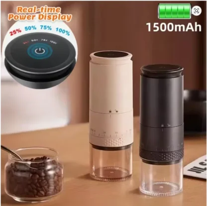Molinillo de café eléctrico de 1500mAh, molinillo de rebabas ajustable externo, molinillo de café con carga tipo C para cafeteras