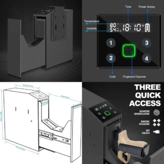 Caja Fuerte Biométrica para Pistola con Pantalla LCD para el Hogar, la Oficina o el Vehículo