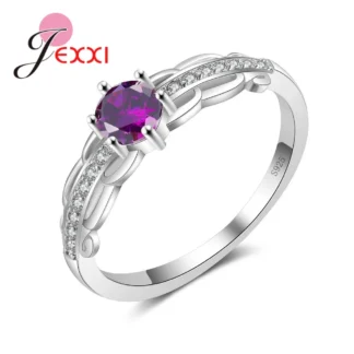 Anillo femenino estilo romántico con circonita cúbica de cristal Color Plata de Ley 925 anillos para fiesta y boda joyería disponible