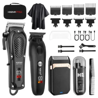 HIENA-Juego de cortadora de pelo profesional para hombre, Máquina para cortar cabello inalámbrica portátil de alta potencia, maquinillas de afeitar eléctricas para Barba