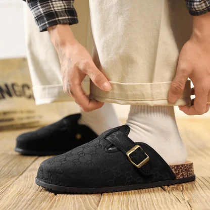 Zuecos de moda, zapatillas para mujer, gamuza clásica, mulas para hombre, plantilla de corcho, zapatos de patata de cuero con soporte para arco, tobogán de playa