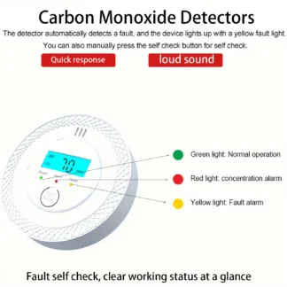 Nuevo Sensor de alarma de CO independiente, pantalla LCD, Detector de alarma de monóxido de carbono, advertencia de alta sensibilidad, alarma de CO con UL2034