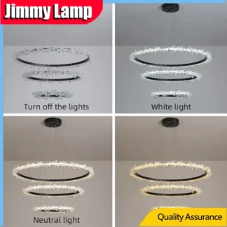 Candelabro de lujo posmoderno con forma de aluminio, anillo de techo LED, lámpara de araña de cristal, iluminación interior, centro de mesa de decoración