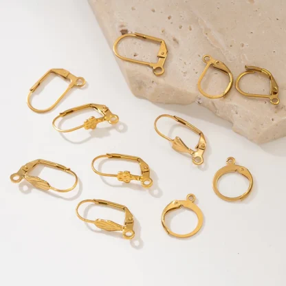 20 piezas de acero inoxidable con forma de flor, accesorios para pendientes, ganchos franceses, Clip de alambre para oreja con conector de bucle para fabricación de joyas DIY
