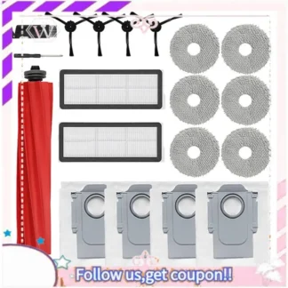 A50F-Para Roborock Qrevo Pro/Qrevo Maxv/Qrevo S, Cepillo Principal y Lateral, Filtro HEPA, Paño de Limpieza, Bolsa para Polvo, Repuesto para Robot Aspirador