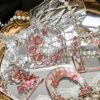 Journamm 10 Uds. Pegatinas de marco de ventanas huecas Vintage pegatinas de tarjetas duras decoración de álbum de recortes DIY pegatina de diario basura