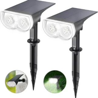 Luces Solares de Exterior con 3 Modos, Resistentes al Agua IP65, Sensor de Anochecer al Amanecer para Jardín y Patio (Paquete de 2)
