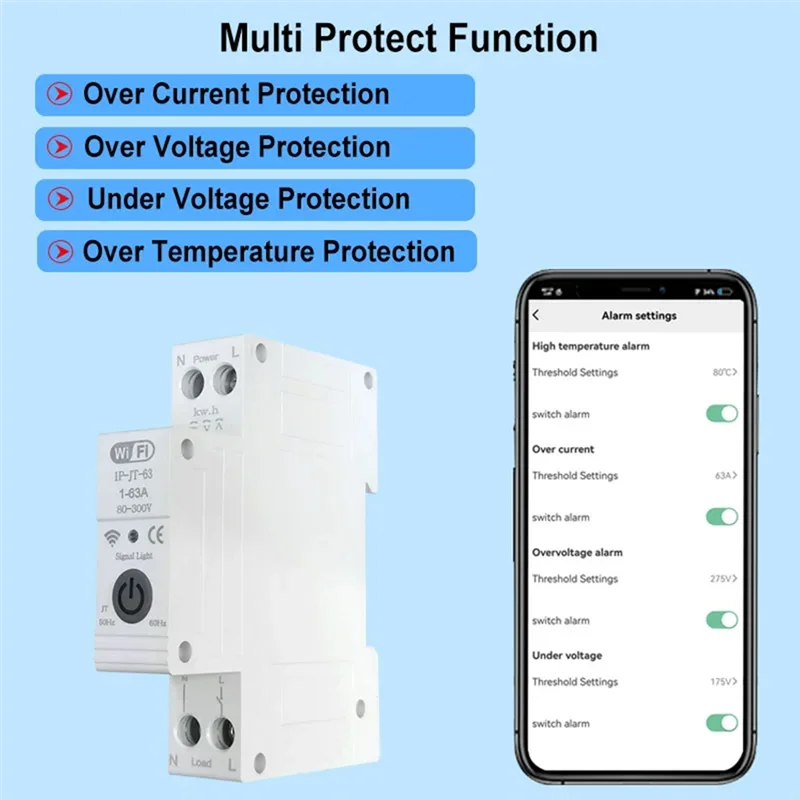 Disyuntor inteligente B03B-Tuya con temporizador de recierre, medidor de energía, Monitor KWH, protección contra sobrecarga para Alexa